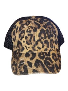 C.C Leopard Print Trucker Hat - Black & Brown